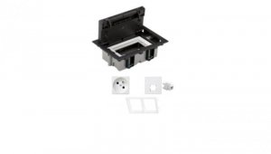 KONTAKT SIMON FLOOR BOX puszka podłogowa 1x gniazdo pojedyncze z/u + 1x gniazdo RJ45 kat.6 nieekranowane do podłóg technicznych