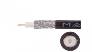 Przewód koncentryczny zewnętrzny żelowany 75ohm RG6 1,02/4,57/6,8 Cu czarny Maxcable /100m/