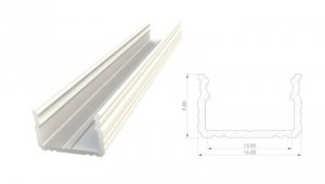 Profil ALU nawierzchniowy 9,8mm, lakierowany biały, dł 2020mm, max szer taśmy 12mm