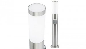 Lampa Ogrodowa Zewnętrzna E27 SREBRNY SŁUPEK 65cm z Gniazdem 230V r