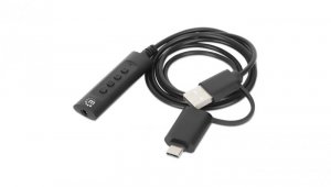 Adapter karta dźwiękowa USB-C/USB-A na Jack 3,5mm TRRS M/F 153560 /1m/