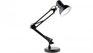 Lampka Biurkowa Kreślarska Stołowa E27 TOBI Czarna Lumiled + uchwyt na blat