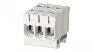 Blok rozdzielczy odgałęźny 3-polowy Al/Cu 2,5-50mm2 (max. 50mm2) na szynę TH35 szary FJ-E50/3 HEDO