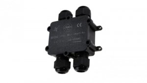 Mufa kablowa z dławikami na kable do 4x2,5mm2 hermetyczna IP68 UV czwórnik czarna V-TAC