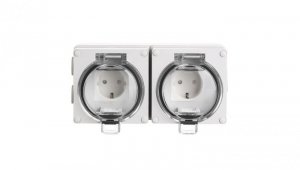 OYSTER IP66 2xgniazdo wtyczkowe w obudowie hermetycznej 16A/250V szary 6185-42