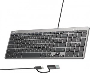 Klawiatura przewodowa Unitek SlimTap USB-C/USB-A