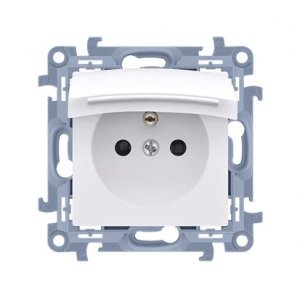 KONTAKT SIMON 10 MODUŁ BIAŁY GNIAZDO 1X Z/U Z KLAPKĄ IP44 ZACISKI ŚRUBOWE 16A 250V