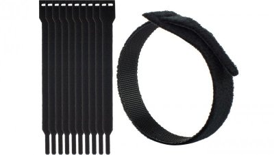 Opaski rzepowe 20x200 BTB Straps czarne /opakowanie 10szt./