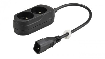 Przedłużacz do UPS 2-gniazda z/u 10A /H05VV-F 3x1 0,3m/ z wtykiem IEC C14 PS-PCU 270