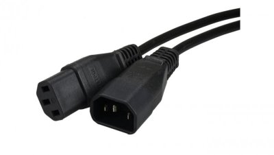 Przedłużacz zasilający 230V IEC320 C14/ C13 3m czarny