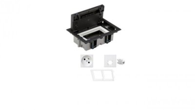 KONTAKT SIMON FLOOR BOX puszka podłogowa 1x gniazdo pojedyncze z/u + 1x gniazdo RJ45 kat.6 nieekranowane do podłóg technicznych