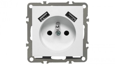 QUADRA GNIAZDKO Z BOLCEM 2X USB DO RAMEK 230V 2.1A