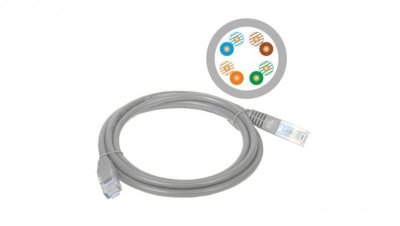 Patchcord UTP A-LAN KKU5SZA5 (RJ45 - RJ45 5m UTP kat. 5e kolor szary)