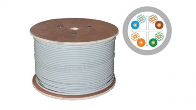Kabel teleinformatyczny U/UTP kat.6 PVC Eca szary ALANTEC /500m/