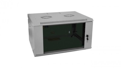 Szafa wisząca RACK 19 6U 450mm szara drzwi szklane COM-BOX MIRSAN