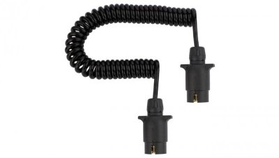 Przewód spiralny QLY-s kabel do przyczepy zakończony plastikowymi wtykami 7-pin 12V 3m