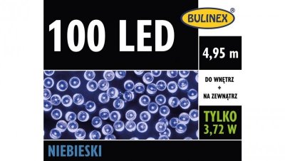 Lampki Bulinex 100led niebieskie 4,95m sznur