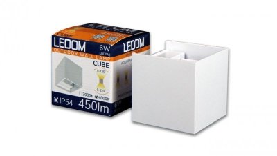 LEDOM Kinkiet zewnętrzny LED 2x3W 3000K IP54 biały CUBE