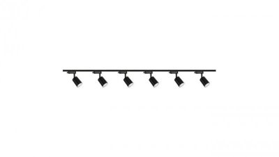 Zestaw 6x lampa SIENA ALU Track 3F czarna z żarówką led gu10 PHILIPS 5W ciepła biała + szynoprzewód 2 x 2m kolor czarny
