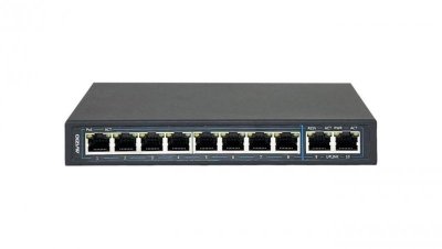 Niezarządzalny przełącznik (switch) 10xRJ45 - 8 portów RJ45 PoE+ 1Gb/s + 2 porty RJ45 Uplink 1Gb/s AVIZIO