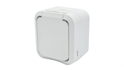 Gniazdo z uziemieniem pojedyncze natynkowe Aqua Pro IP55 białe 60224