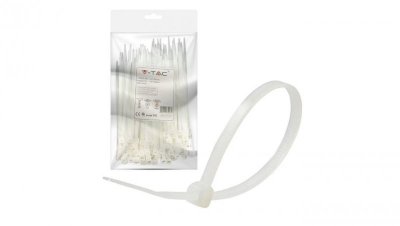 Opaski zaciskowe kablowe 4,5x150mm 100szt. biała VT-6129 V-TAC