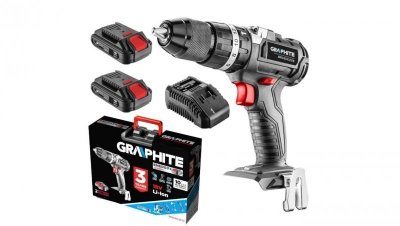 Wiertarko-wkrętarka akumulatorowa 18V Li-Ion z uchytem samozaciskowym 13mm 58G022-AD + akumulatory, ładowarka i walizka GRAPHITE
