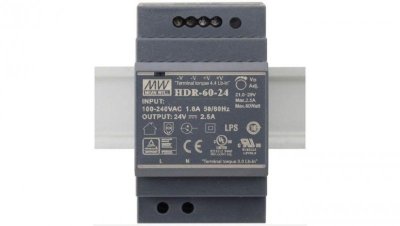 Zasilacz na szynę DIN 24V 2,5A 60W uniwersalny HDR MEAN WELL