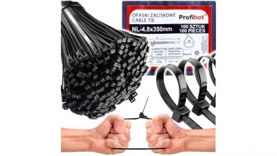 OPASKA KABLOWA zaciskowa CZARNA UV 4,8x350 100 szt