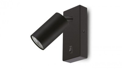 Kinkiet / lampa ścienna Maclean, punktowa, okrągła, GU10, z włącznikiem, 55x100mm, kolor czarny, MCE369 B