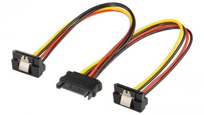 Kabel zasilający typu Y/adapter zasilający do komputera, SATA 1 x wtyk na 2 x gniazdo 90 - Długość kabla 0.2 m