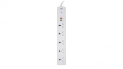 PRZEDŁUŻACZ SIECIOWY ELEKTRYCZNY UNIWERSALNY 5 GNIAZDEK 2 USB 1 Typ C 2M