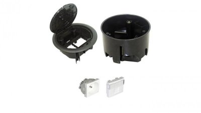 EFAPEL FLOOR BOX puszka podłogowa okrągła EFAPEL 1x gniazdo 230V z/u + 1x gniazdo RJ45 kat. 6 FTP ekranowane