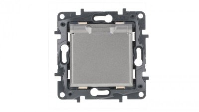 Niloe Step Gniazdo zasilające 2P+Z IP44, zaciski automatyczne, z przesłoną stalowy 863436