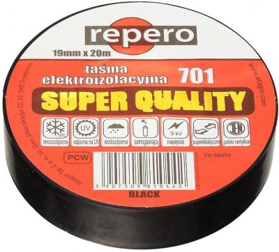 TAŚMA IZOLACYJNA REPERO 701 CZARNA 19MMX20M