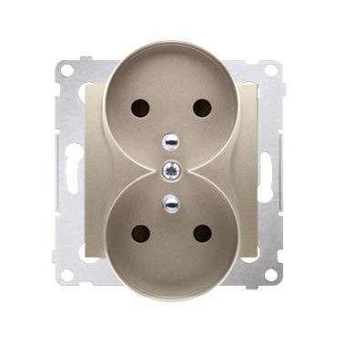 SIMON 54 MODUŁ ZŁOTY MAT GNIAZDO 2X Z/U Z PRZESŁONAMI ZACISKI ŚRUBOWE 16A 250V