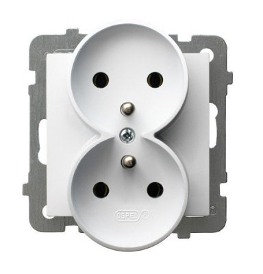 AS MODUŁ BIAŁY GNIAZDO 2X Z/U ZACISKI ŚRUBOWE 16A 250V