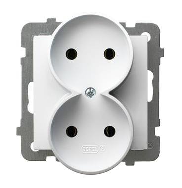 AS MODUŁ BIAŁY GNIAZDO 2X B/U ZACISKI ŚRUBOWE 16A 250V