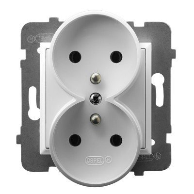 ARIA MODUŁ BIAŁY GNIAZDO 2X Z/U ZACISKI ŚRUBOWE 16A 250V