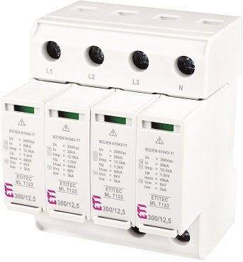 ETITEC ML T123 300/12,5 4+0 OGRANICZNIK PRZEPIĘĆ T1+T2+T3 B+C+D 4P 4M 1.5KV TNS