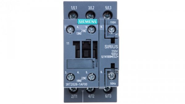 Stycznik mocy 25A 3P 110V AC 1Z 1R S0 3RT2026-1AF00