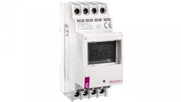 Zegar sterujący cyfrowy 2-kanałowy 16A 230V AC dobowy/tygodniowy ETICLOCK-2 002472012