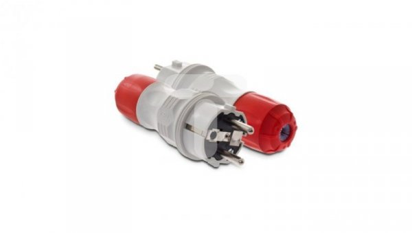 Wtyczka prosta 16A 2P+Z 250V IP54 szary/czerwony WT-54 W-98000