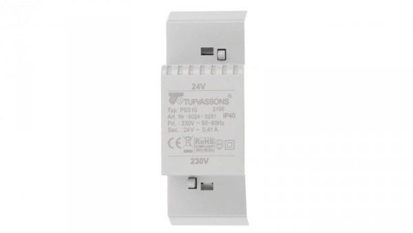 Transformator 1-fazowy modułowy bezpieczeństwa PSS 10T 230/ 24V 0,42A, na szynę DIN, IP40, Ta 40, 16024-0251
