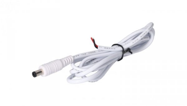 Wtyk DC 5.5x2.1 przewód biały 150cm 22awg