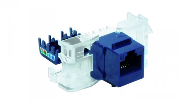 Gniazdo RJ45 UTP kat. 5e keystone niebieskie (beznarzędziowe), DCN/FA-S682MK-8-C5E