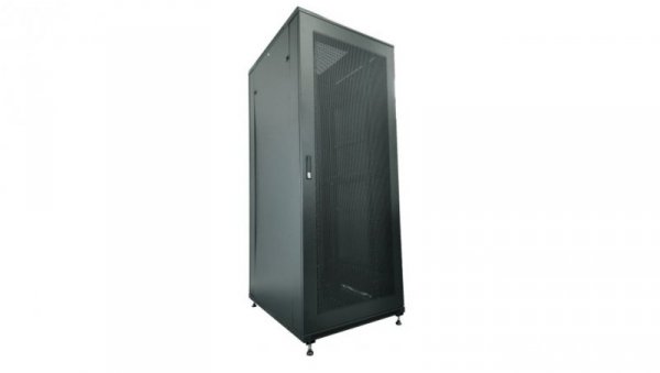 Szafa serwerowa 42U 19 600x1000, drzwi jednoskrzydłowe, zamek, czarna FLAT PACK SS-42U-600-1000-01-C
