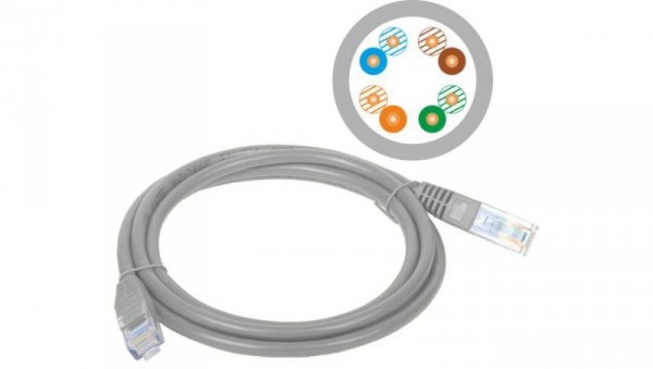 Patch-cord U/UTP kat.5e PVC 5.0m szary KKU5SZA5