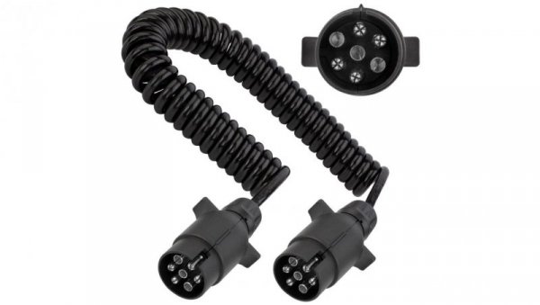 Przewód spiralny QLY-s kabel do przyczepy zakończony zalewanymi wtykami 7-pin 12V 4m