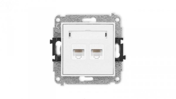 ICON Mechanizm gniazda komputerowego podwójnego 2xRJ45, kat. 5e, 8-stykowy biały mat 25IGK-2